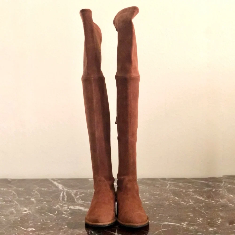New STUART WEITZMAN Lowland Over the Knee Suede Boots in Brown